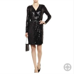 Michael Kors Black Sequin Wrap Dress